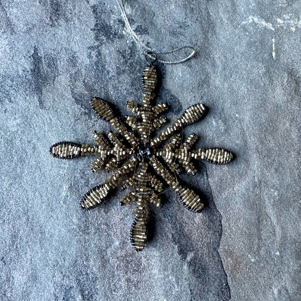 Snowflake Iron & Glass Pendant Christmas Tree Ornament